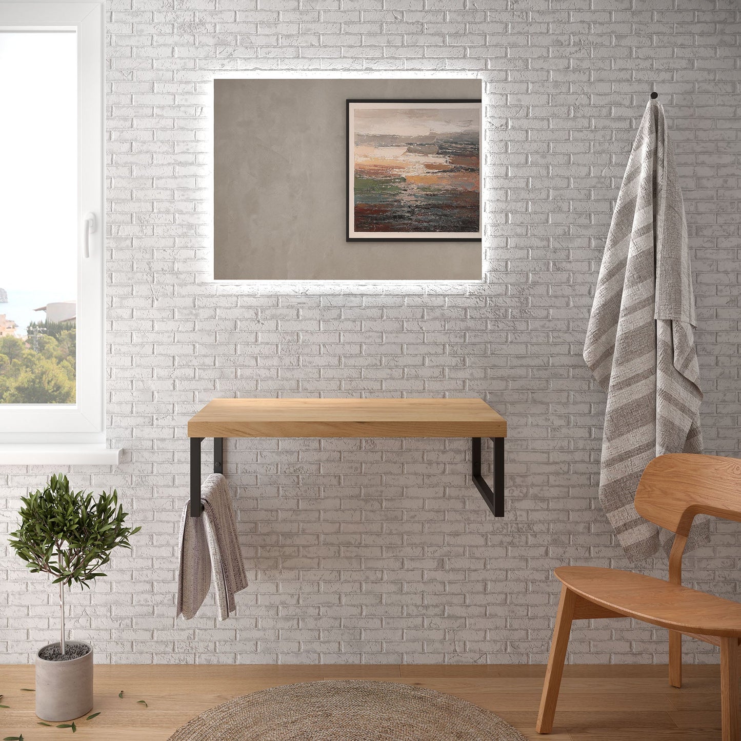 BATHME NIZA Encimera de Baño Sin Lavabo Color Roble