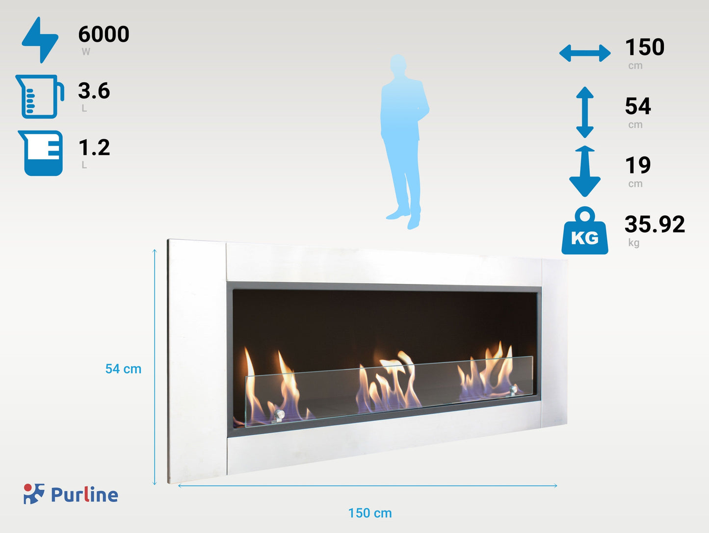 Instalación mural de la Biochimenea mural HÉCATE con vidrio templado