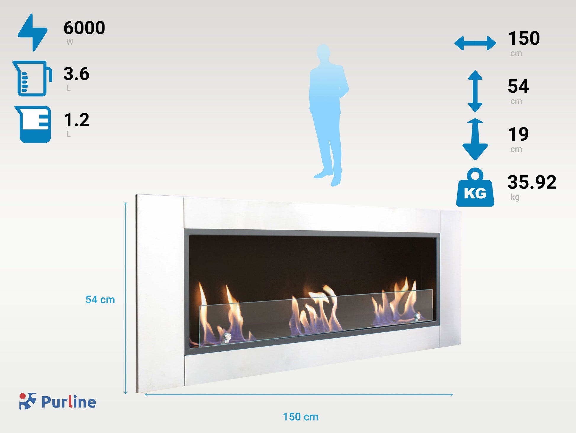 Instalación mural de la Biochimenea mural HÉCATE con vidrio templado