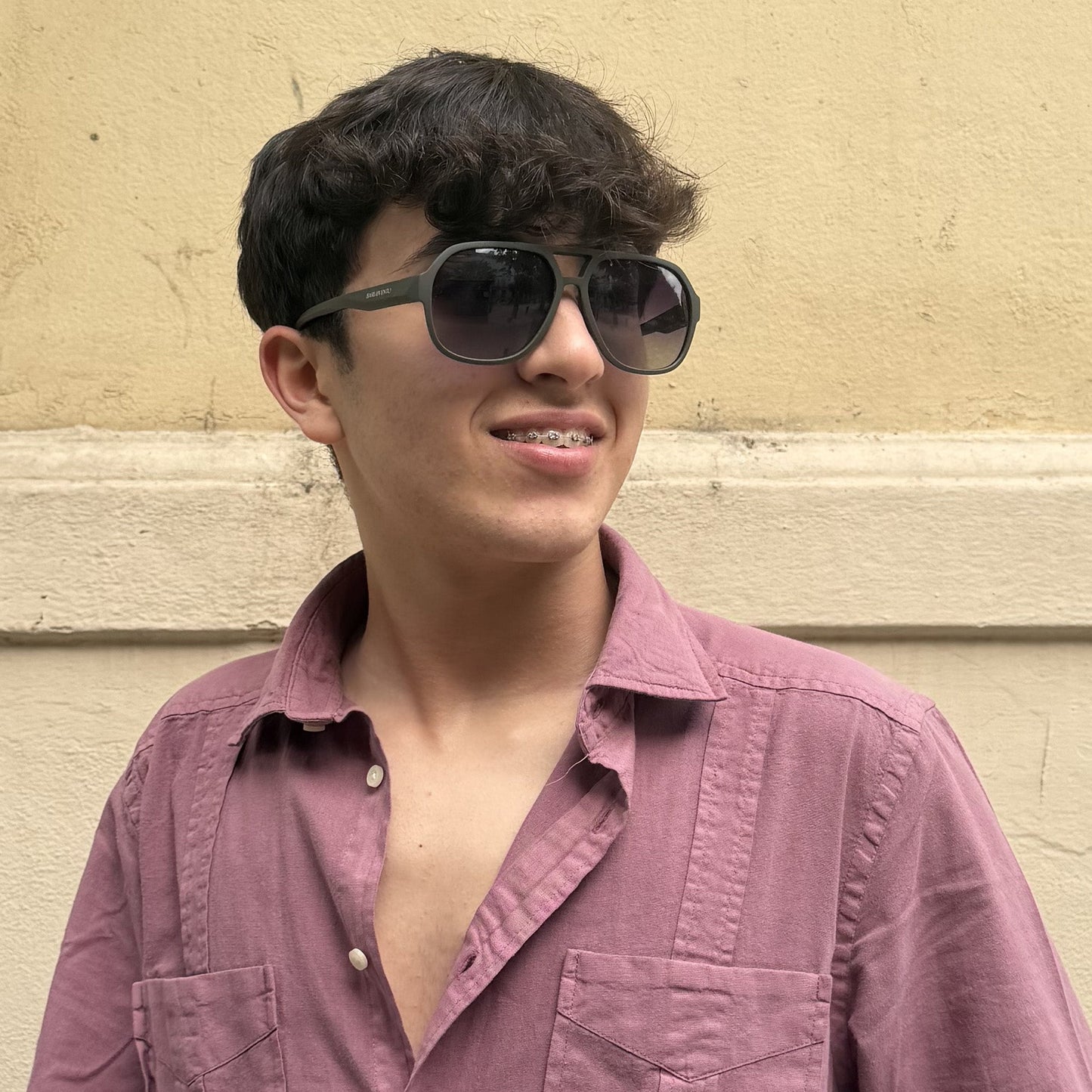 Itzurun · gafas de sol de goma verde con lentes UV400 en degradado gris