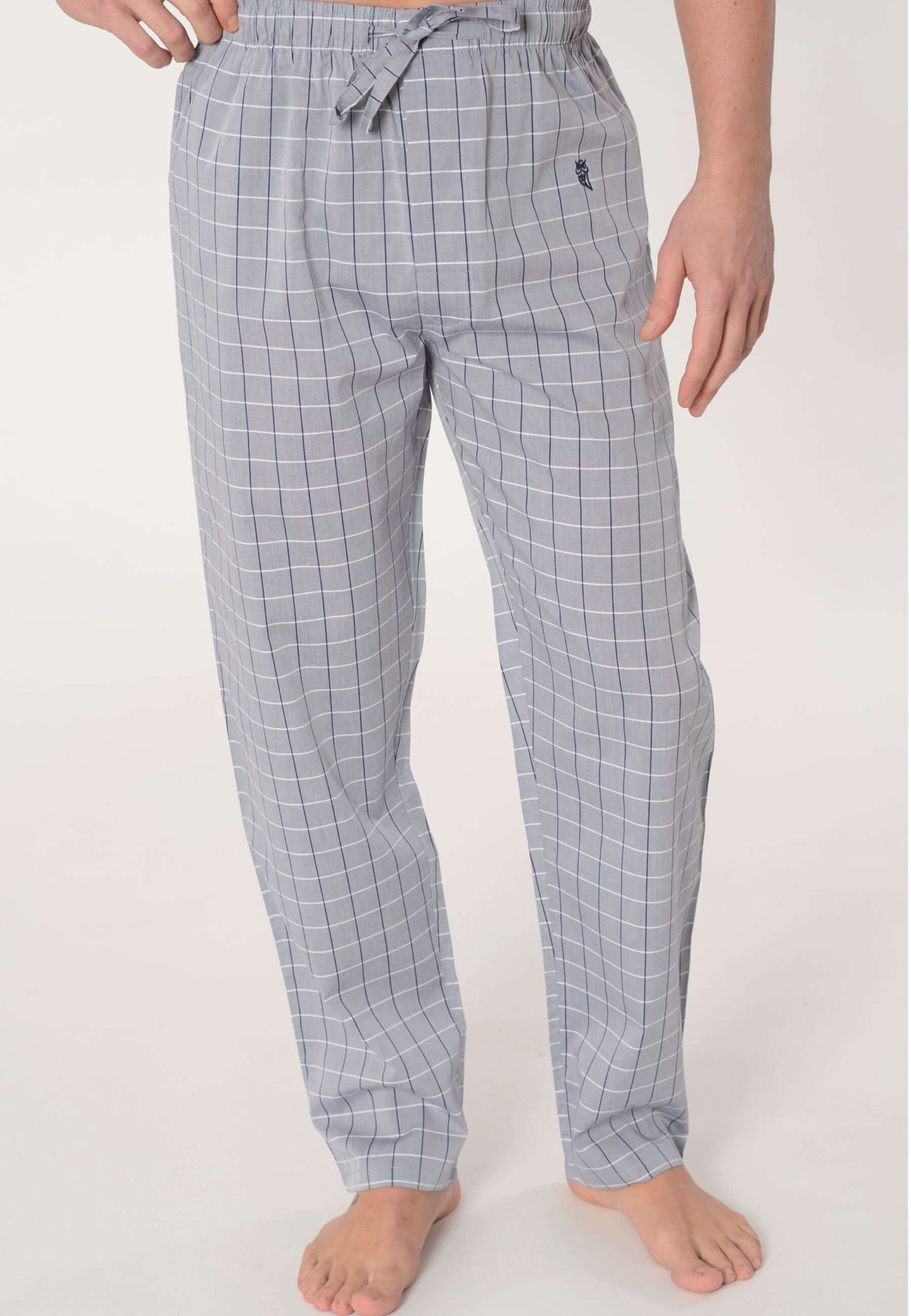 Pantalón Pijama Hombre Largo Algodón Popelín Cuadros - Gris 8973_20