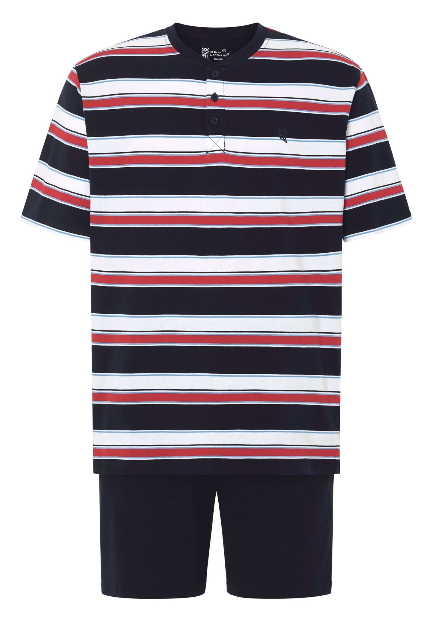 Pijama Hombre Verano Corto Tapeta Algodón Punto Rayas - Rojo 3034_94