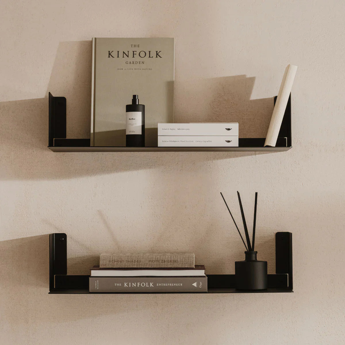 Estantería de pared en acero inoxidable negro beige o blanco