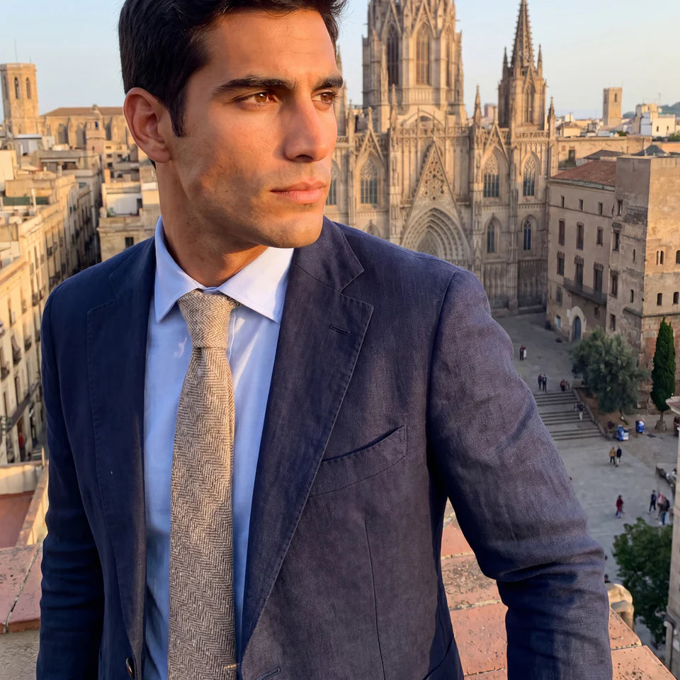Laponia · corbata de lana beige y dorado