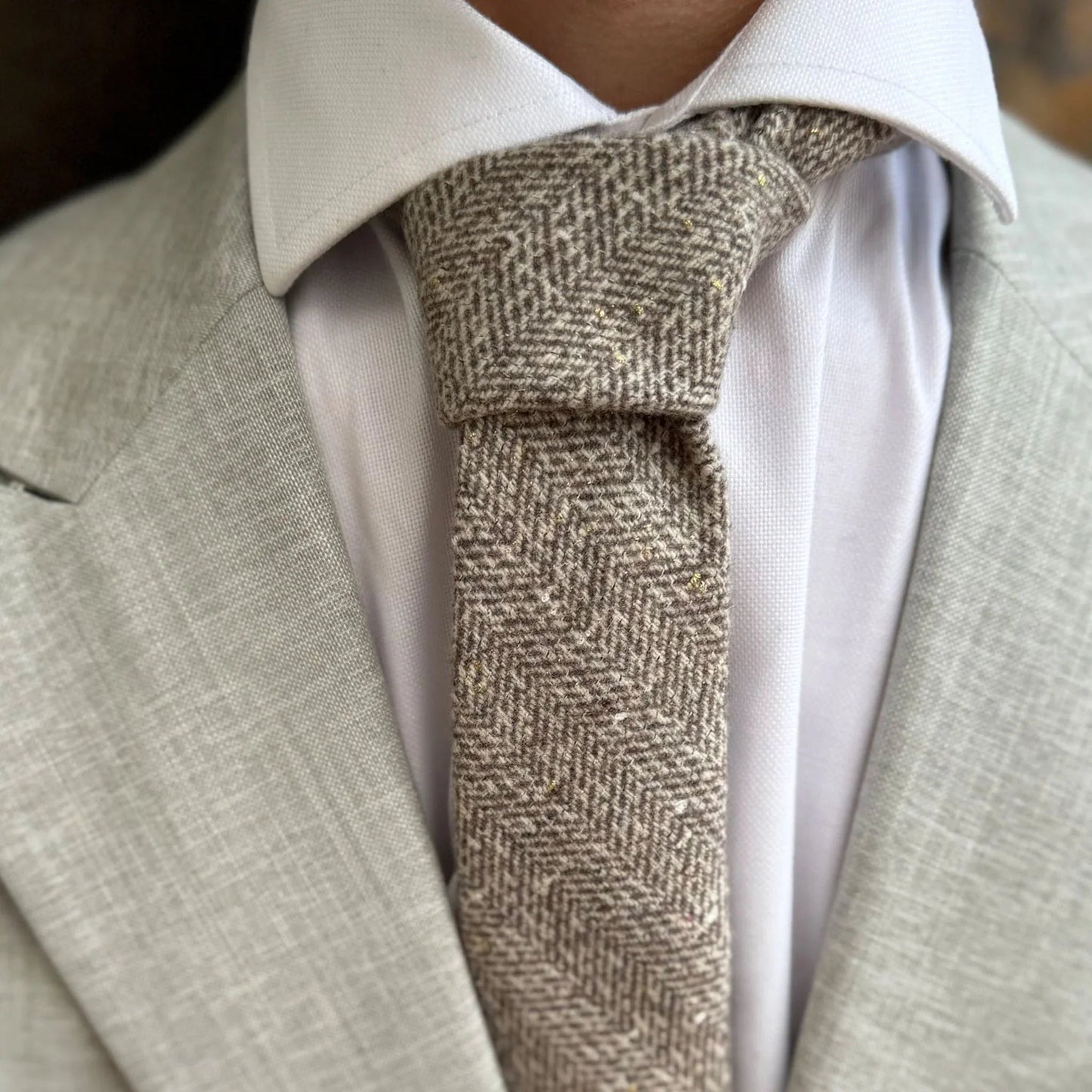 corbata de lana beige