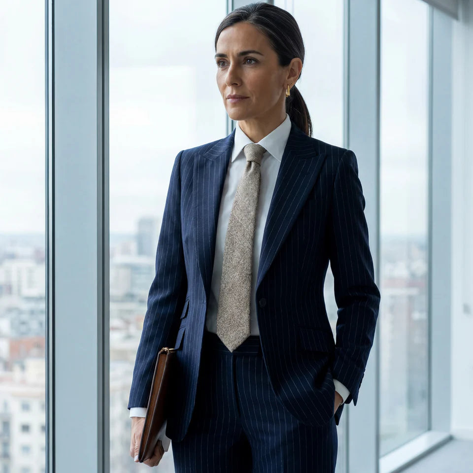Laponia · corbata de lana beige y dorado