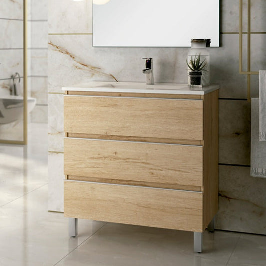 BATHME MADISON TOP Mueble de Baño con Lavabo 3 Cajones Bambú