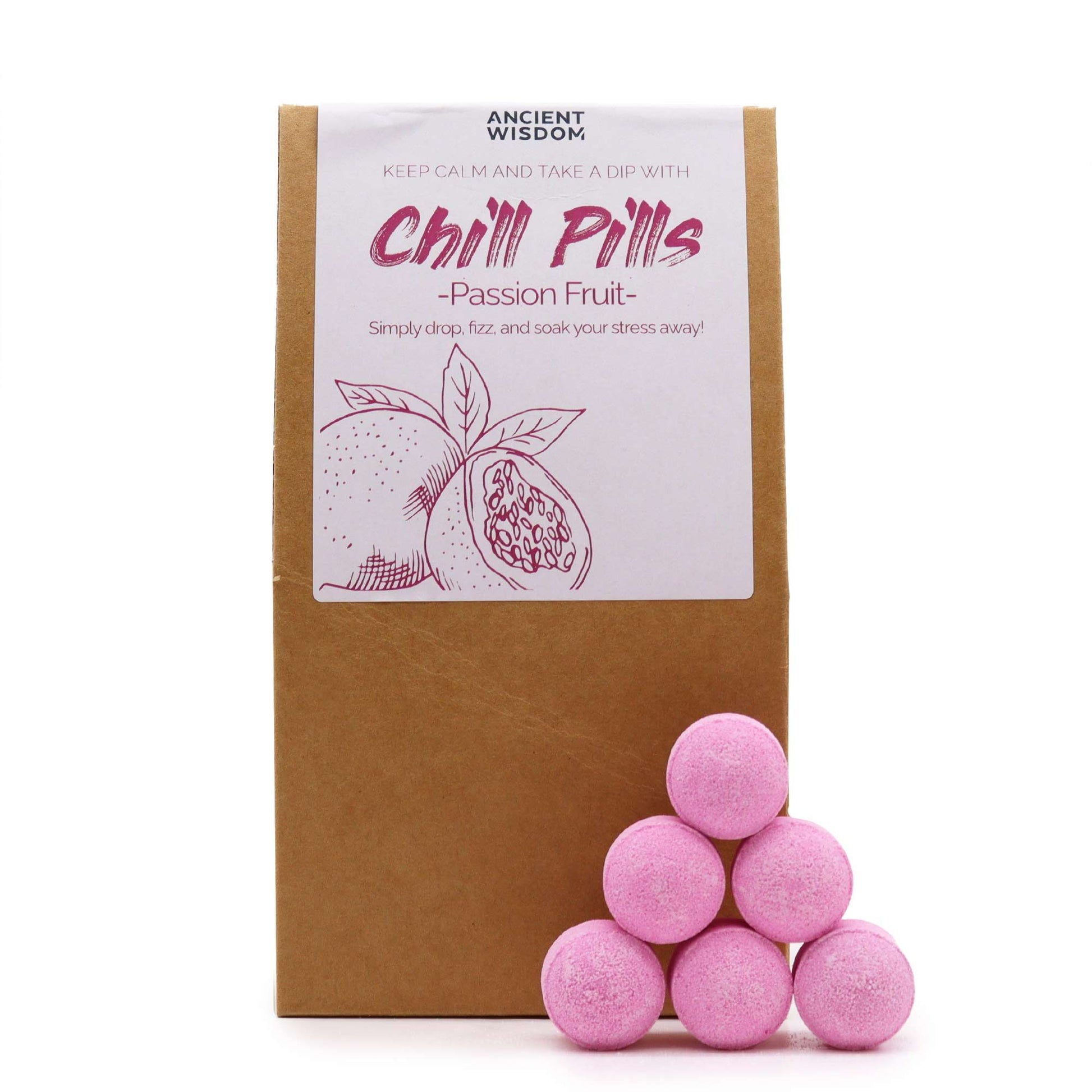 Mini bombas de baño Chill Pills Fruta de la Pasión 350g pack regalo exótico