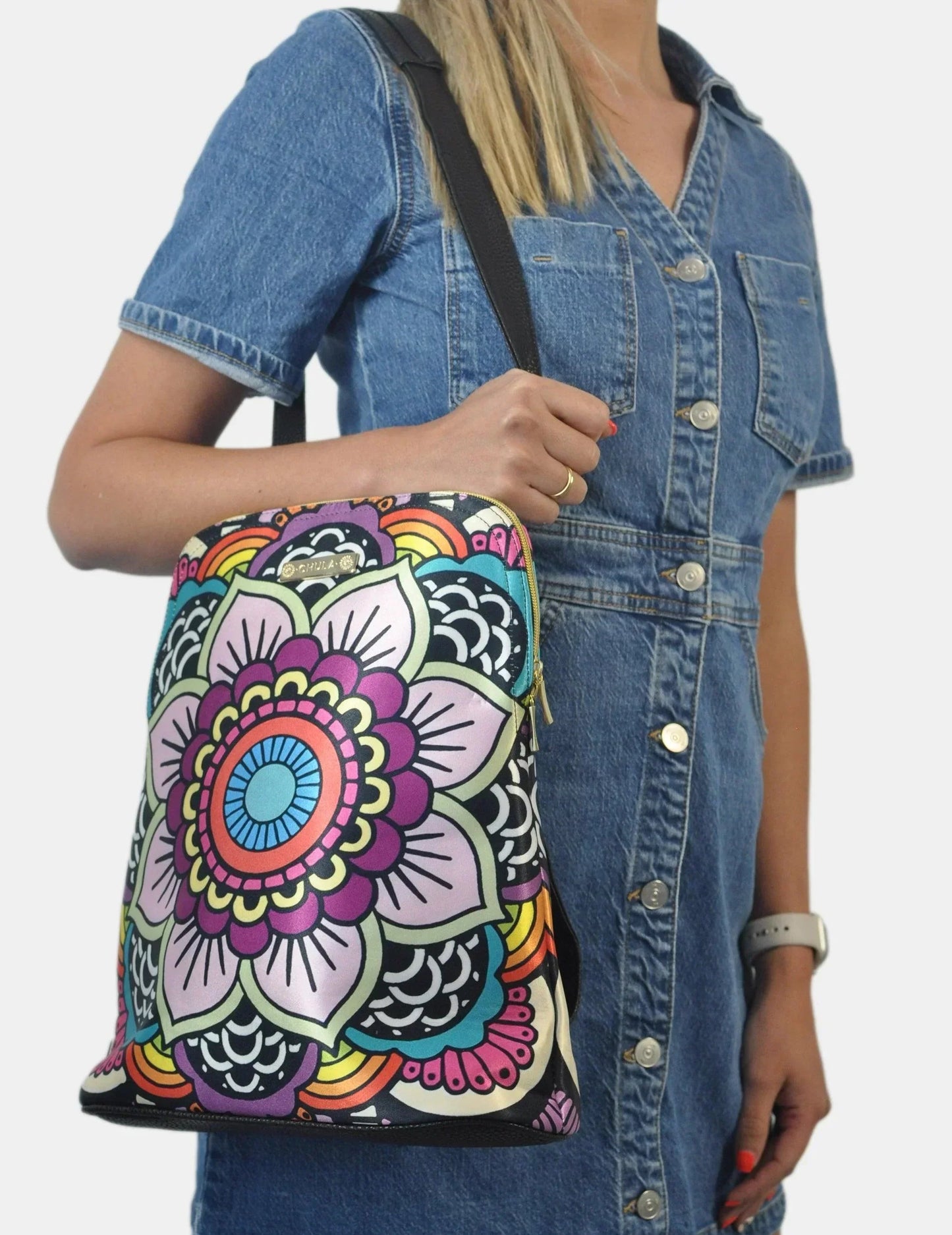 Mochila de Mujer y Bolso de hombro grande BagPack Mandala Arcoíris | CHULA Tulum