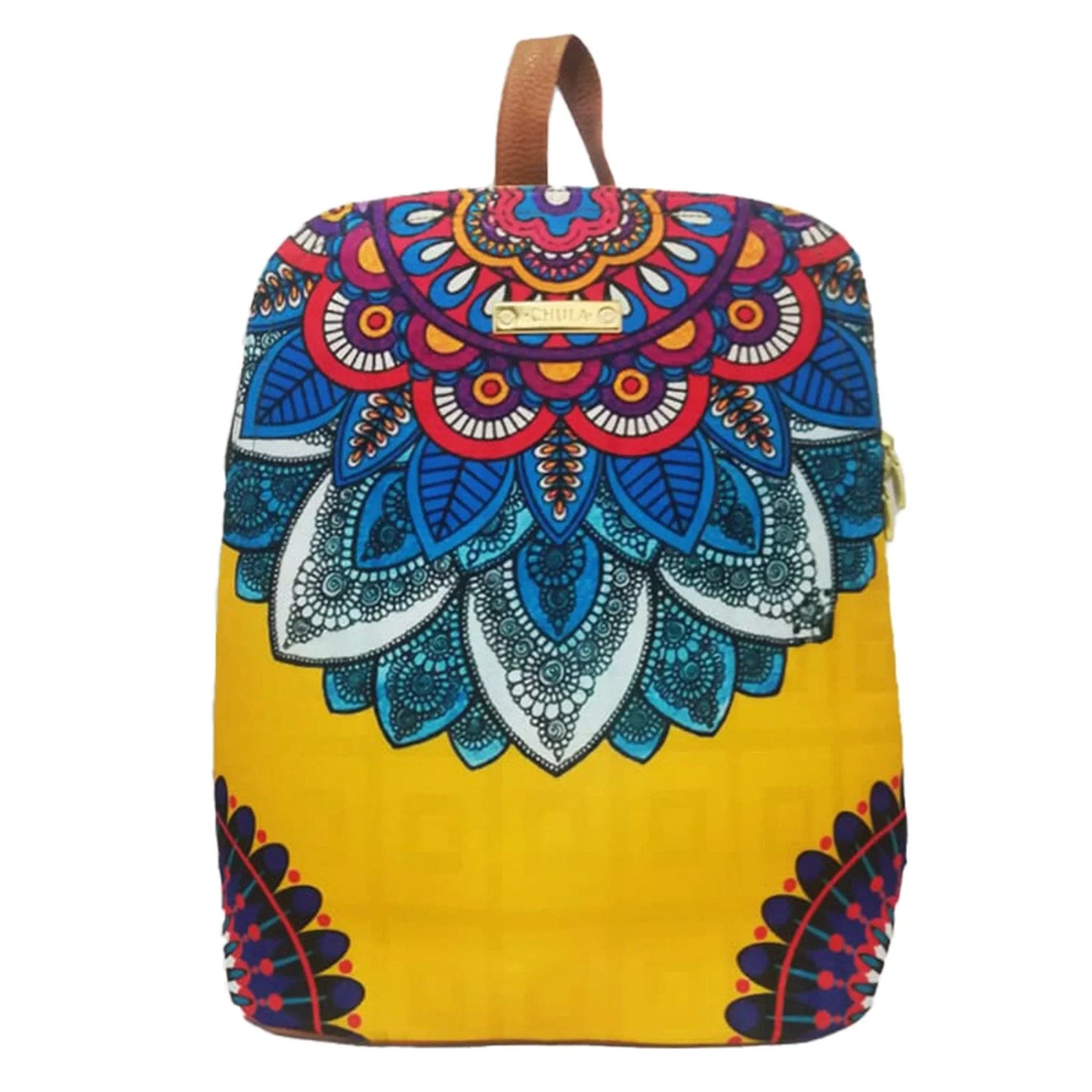 Mochila de Mujer y Bolso de hombro grande BagPack Mandala Amarilla | CHULA Tulum