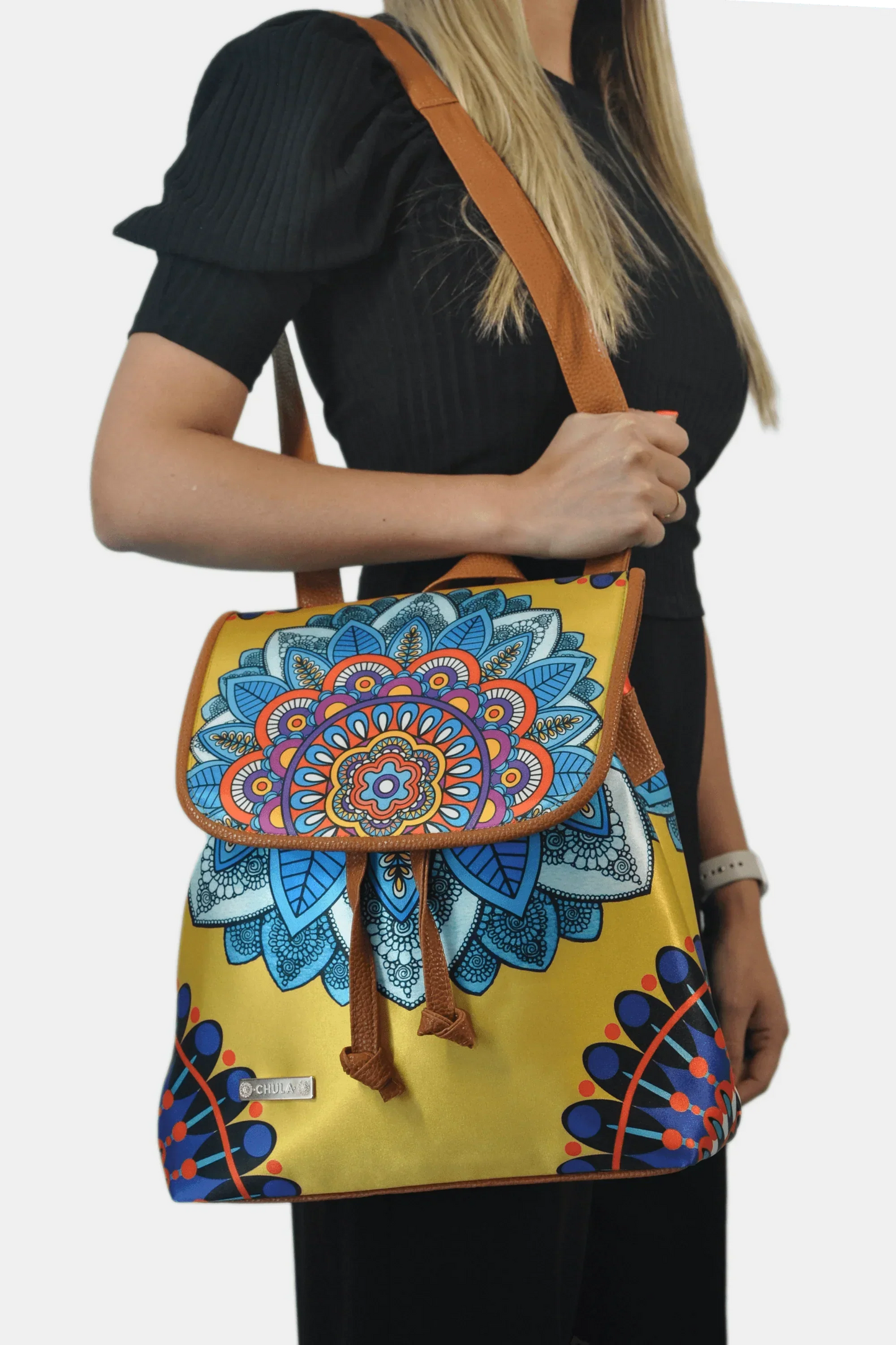 Mochila de Mujer grande BagPack Celine Mandala Amarilla | CHULA Tulum