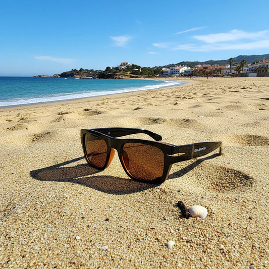 Mónsul · gafas de sol negras retro premium con lentes marrones