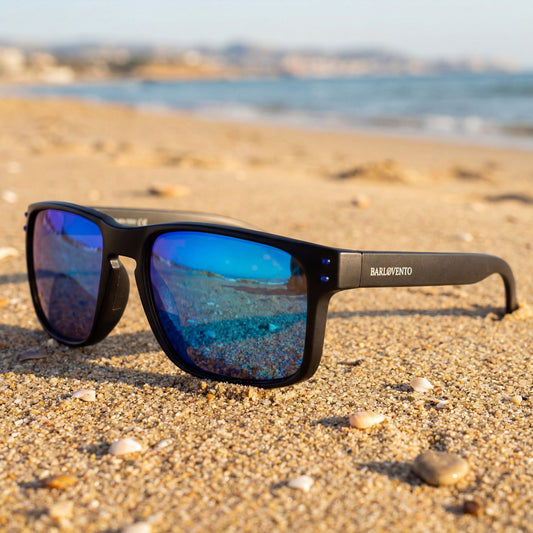 Montijo · gafas de sol negras con lentes azules reflectantes