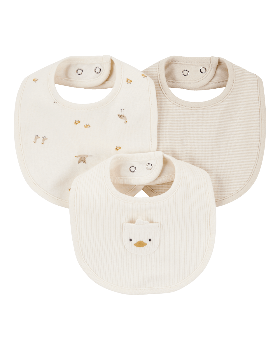 Pack tres baberos algodón diseño aves