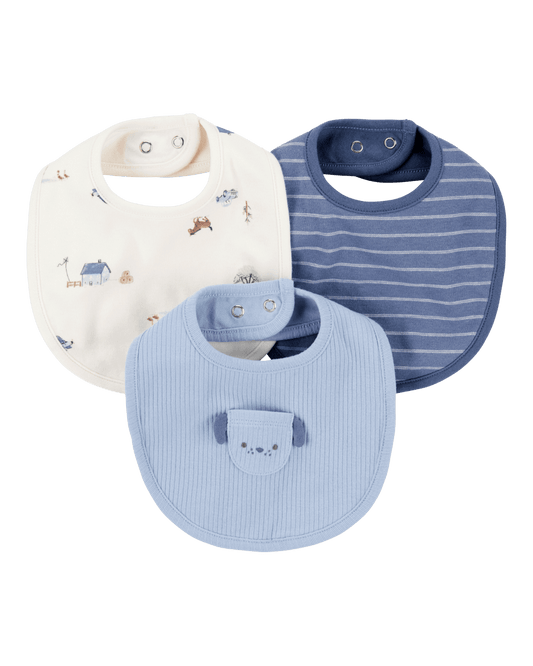 Pack tres baberos algodón diseño perro