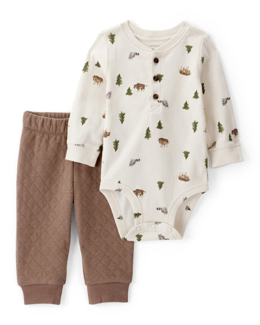 Conjunto 2 piezas con body estampado woodland y jogger