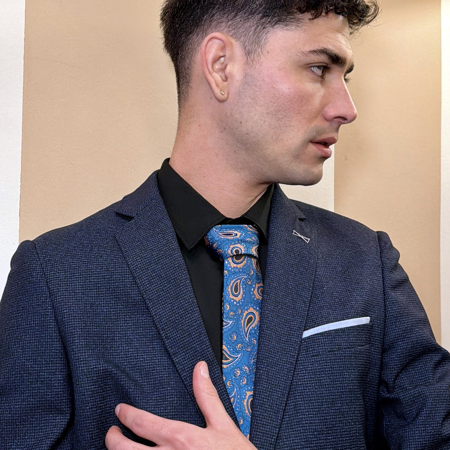 Poitiers · corbata con estampado paisley azul