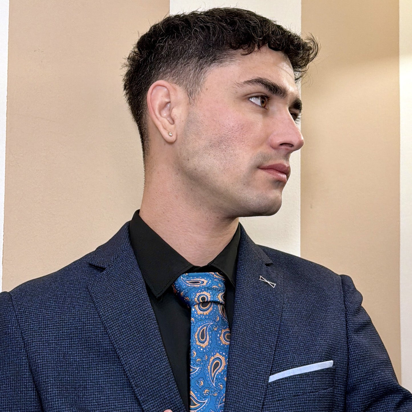 Poitiers · corbata con estampado paisley azul