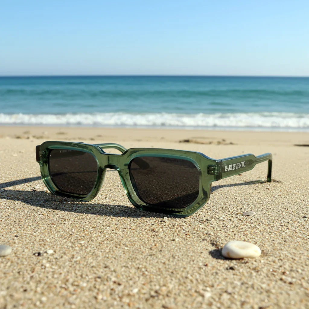 Portet · gafas de sol verdes llamativas con lentes negras UV400