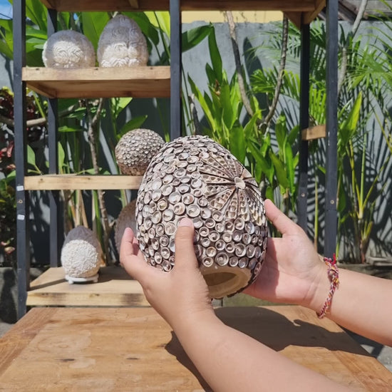 Video: Wholesale Boho Sea Shell Lamp Chocolate Twist Oval Globe