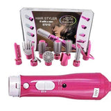 Hair Styler rosa con múltiples accesorios para peinar y rizar el cabello