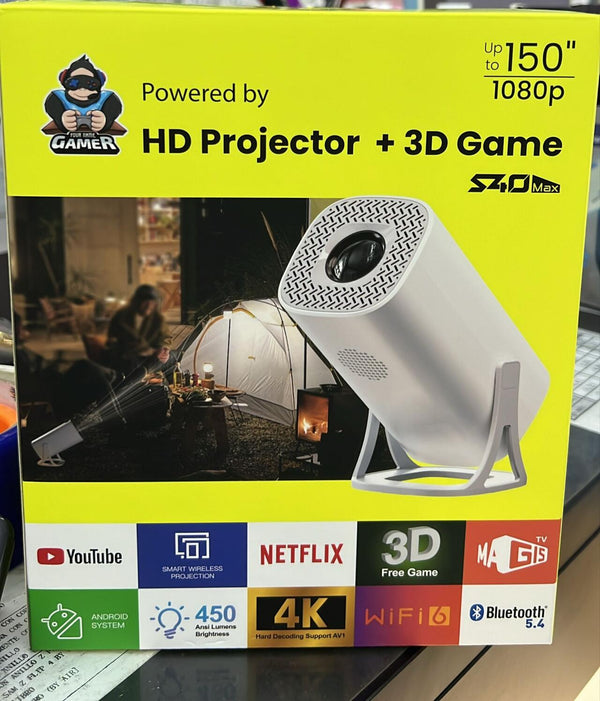 Proyector portátil Full HD 1080P con 2 mandos inalámbricos y proyección de pantalla grande