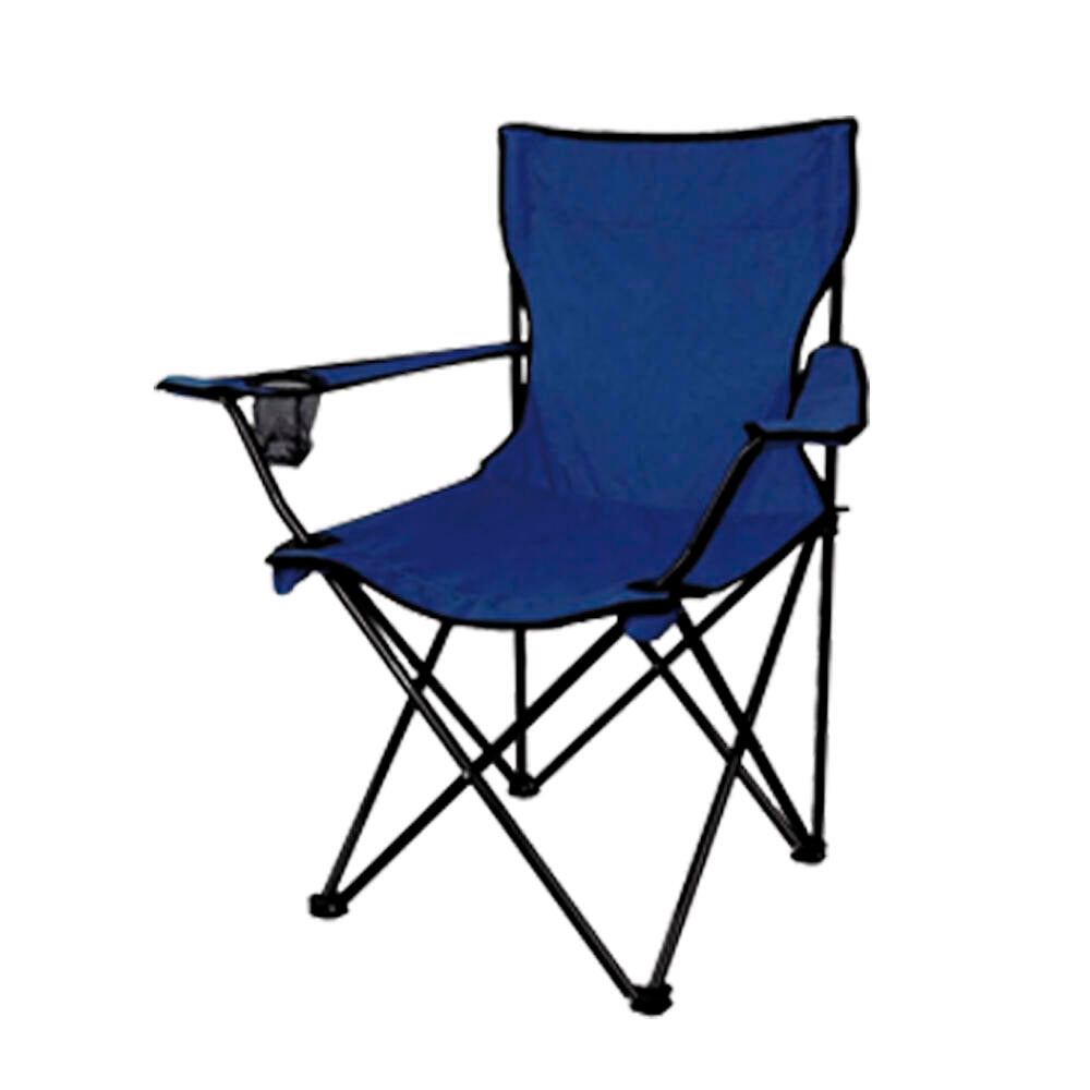 Pack 2 Silla Plegable Camping Playa Terraza en color azul con posavasos integrado en el reposabrazos.