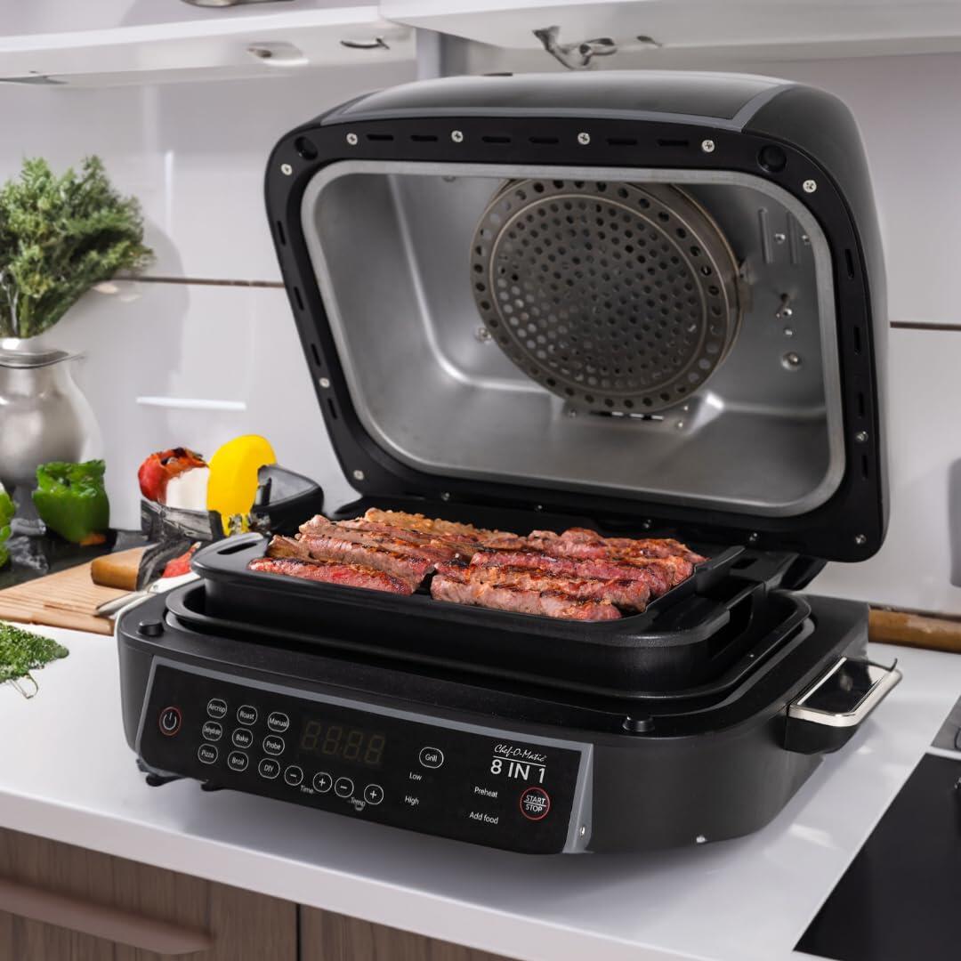 Horno Grill y Freidora de Aire 8 en 1 - Cocción Multifuncional y Saludable