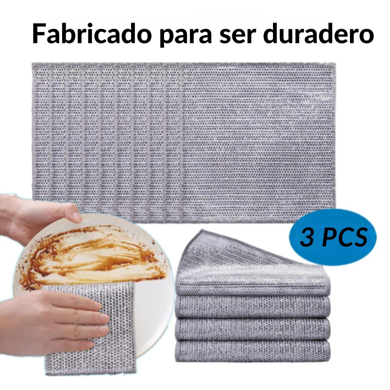 Paño de Alambre multiusos X3 Uds. para limpieza extrema sin rayar utensilios de cocina