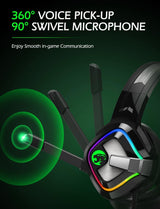 Cascos de juego con graves potentes, sonido de alta fidelidad y micrófono ajustable