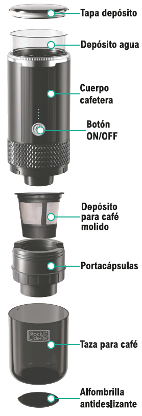 Cafetera portátil de viaje recargable