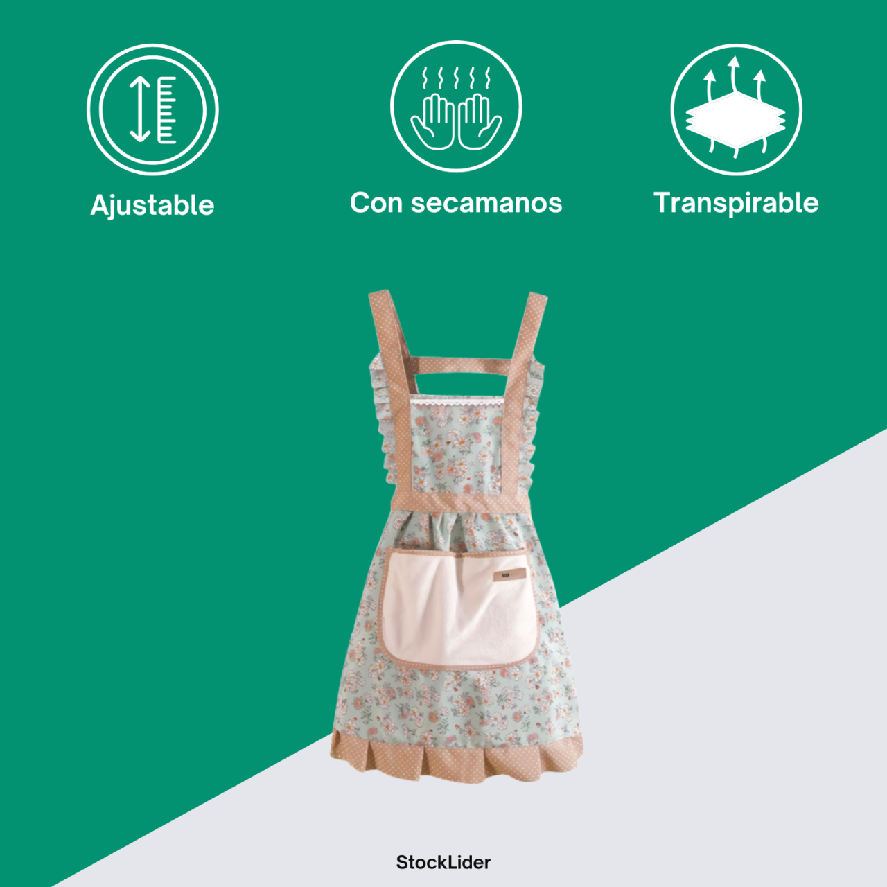 Delantal de cocina con secamanos