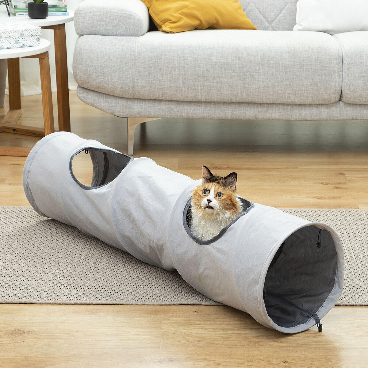 túnel para gatos plegable Funnyl en interior con gato dentro