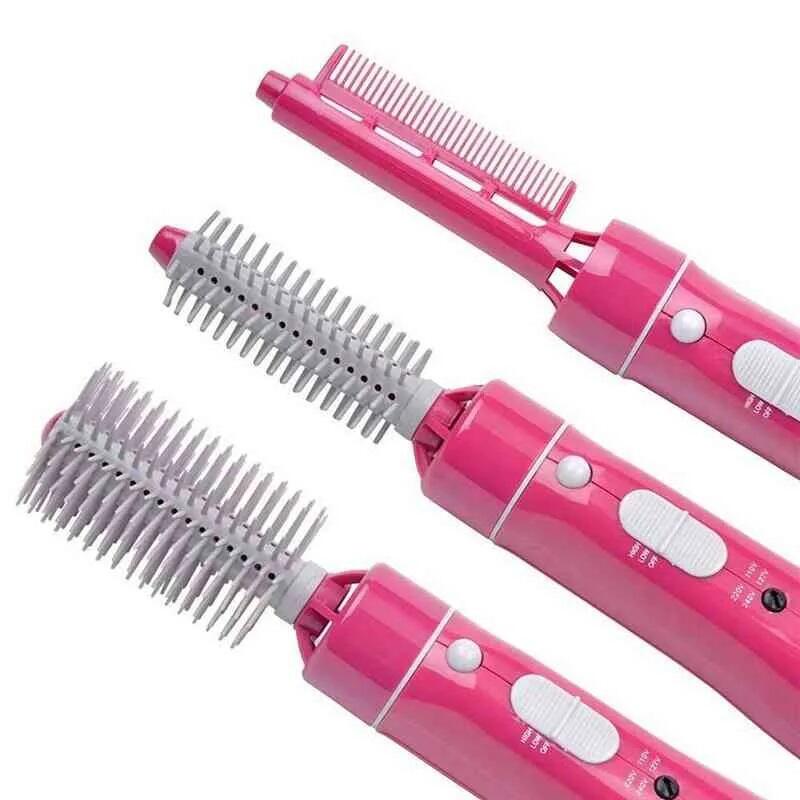 Hair Styler portátil rosa con pincel de ventilación y plancha de cabello