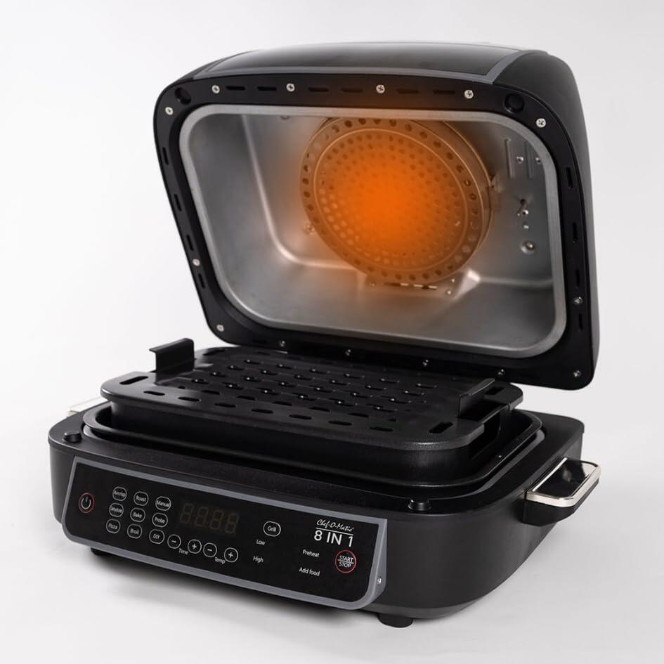 Horno Grill y Freidora de Aire 8 en 1 - Cocción Multifuncional y Saludable