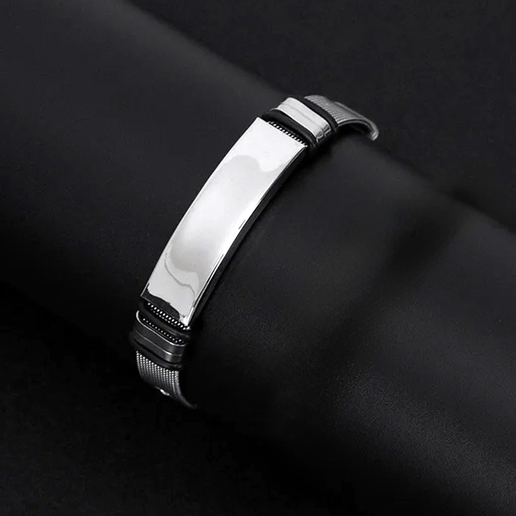 Pulsera Orión · Brazalete ajustable de acero de titanio con correa de reloj