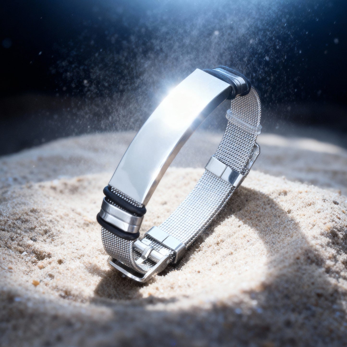 Pulsera Orión · Brazalete ajustable de acero de titanio con correa de reloj