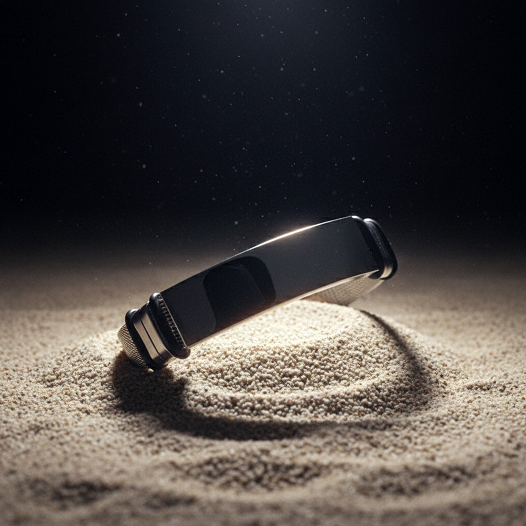 Pulsera Orión · Brazalete ajustable de acero de titanio con correa de reloj