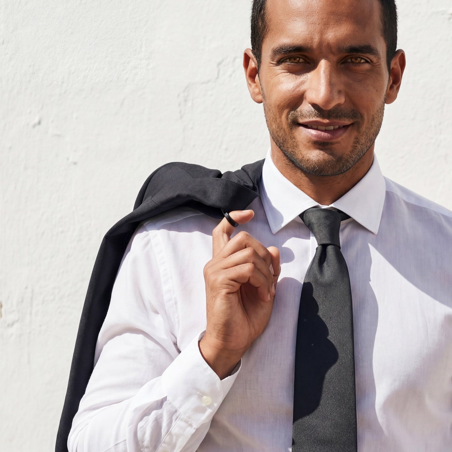 Randazzo · corbata de seda 100% pura, lisa y de estilo italiano, color negro