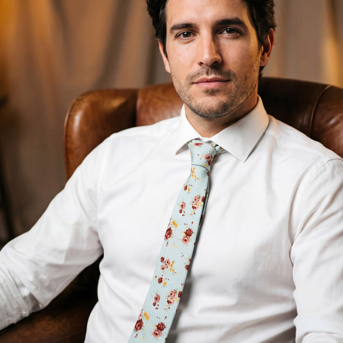 Ranúnculos · ESTRECHA · corbata floral azul pálido
