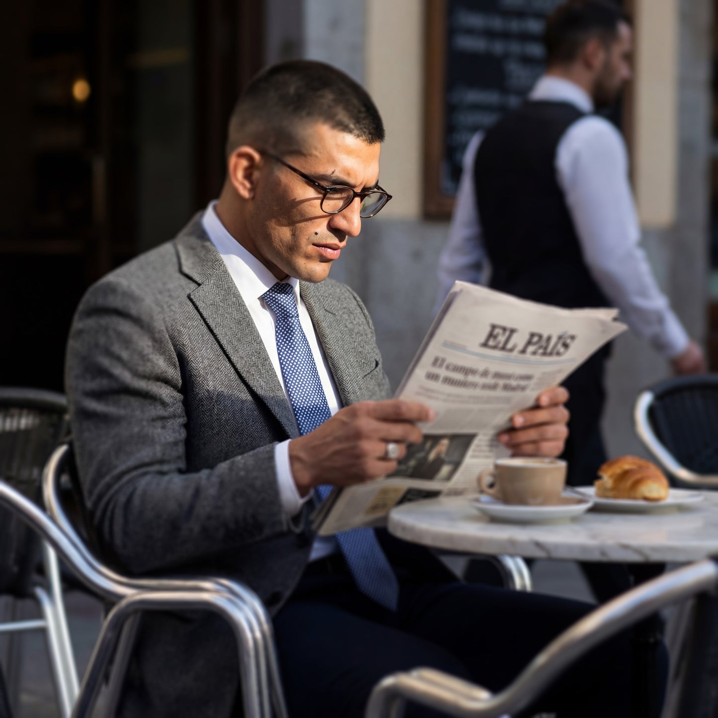 Ravello · Corbata azul marino 100% seda estilo italiano con microestampado geométrico