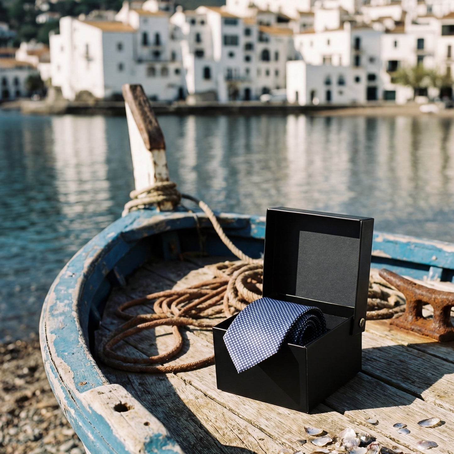 Ravello · Corbata azul marino 100% seda estilo italiano con microestampado geométrico