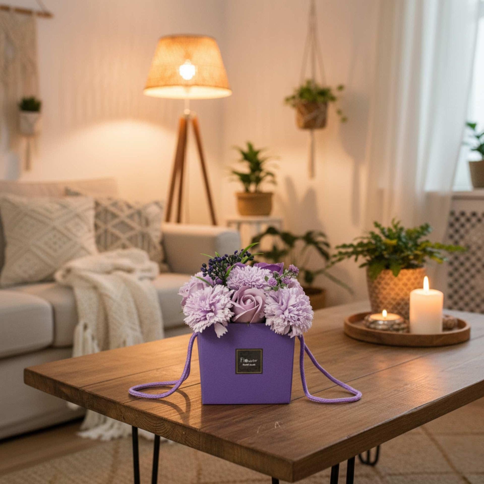 Bouquet Flores Jabón-Rosas y Morado