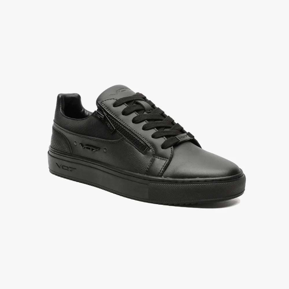 Basket VO7 Roma Snake Dark : sneaker noire en cuir à texture serpent, lacets, fermeture éclair et logo latéral.