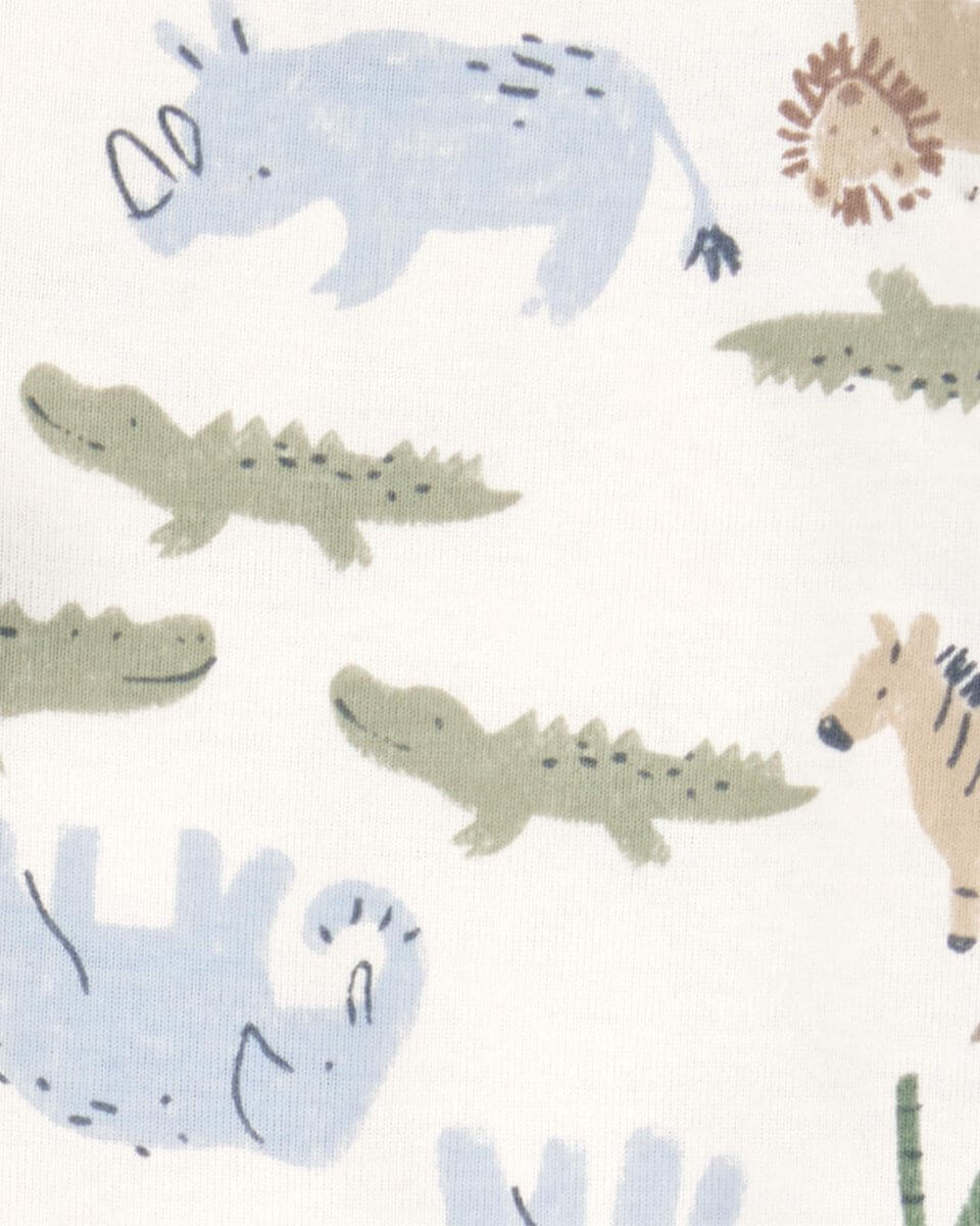 Conjunto tres piezas de algodón pantalón y dos bodies diseño caimán