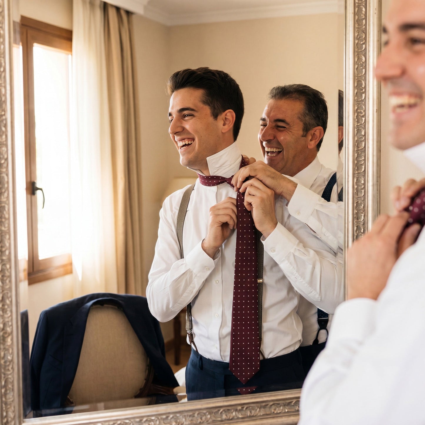 Siena · corbata de estilo italiano, 100% seda, color burdeos con microcuadrados blancos