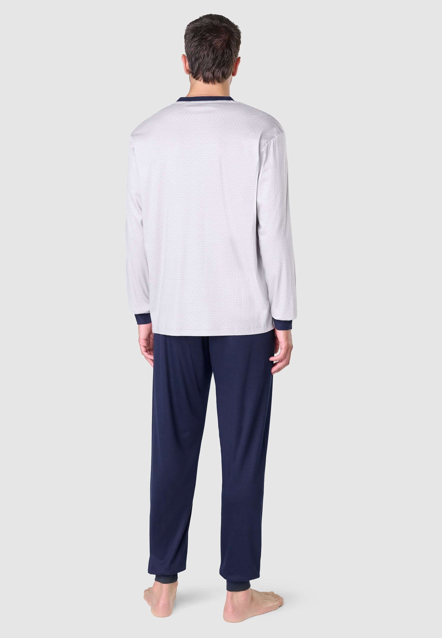 Pijama Hombre Largo Premium Tapeta Algodón Punto Estampado - Gris 5101_20