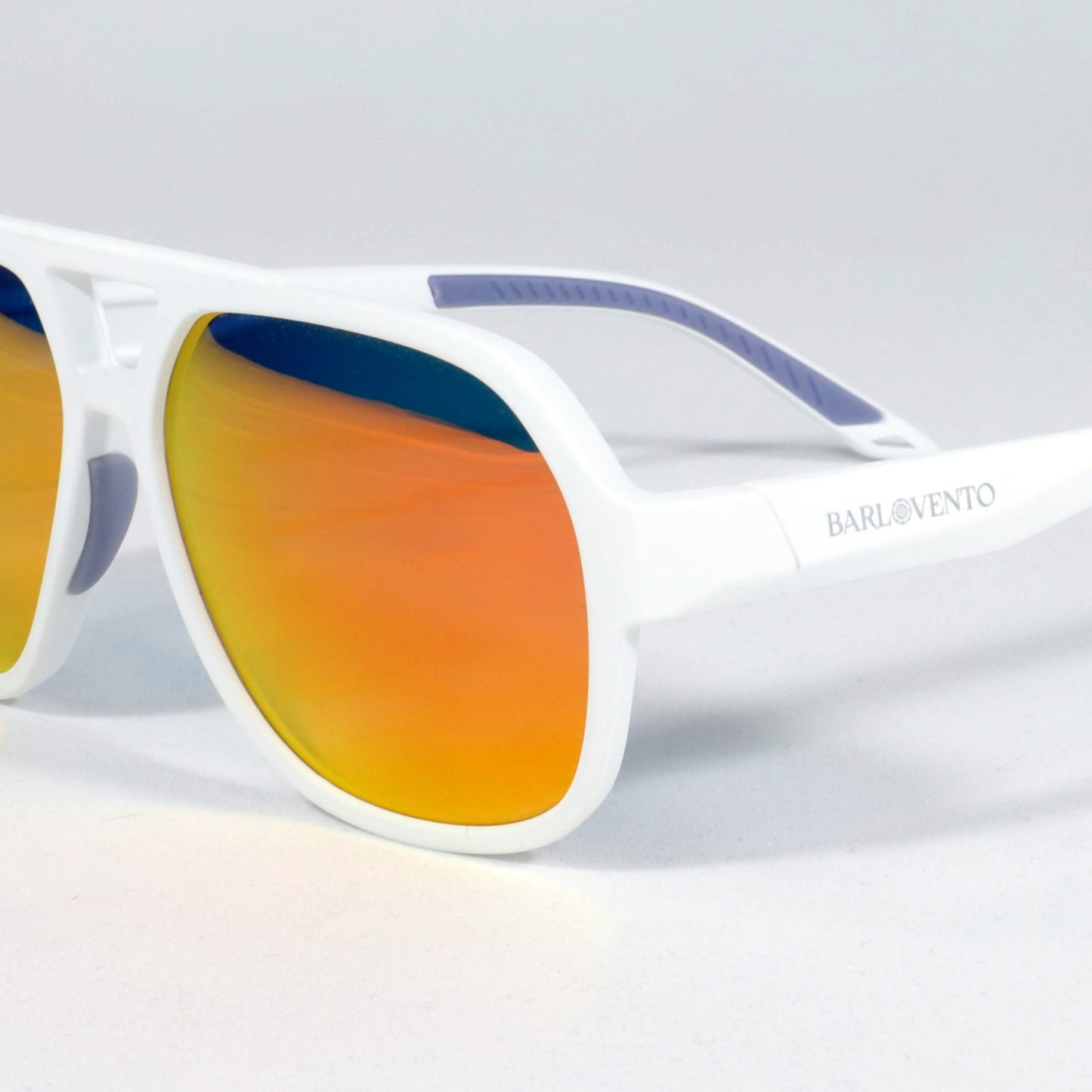 Tabarca · gafas de sol de goma blanca con lentes de espejo naranja UV400