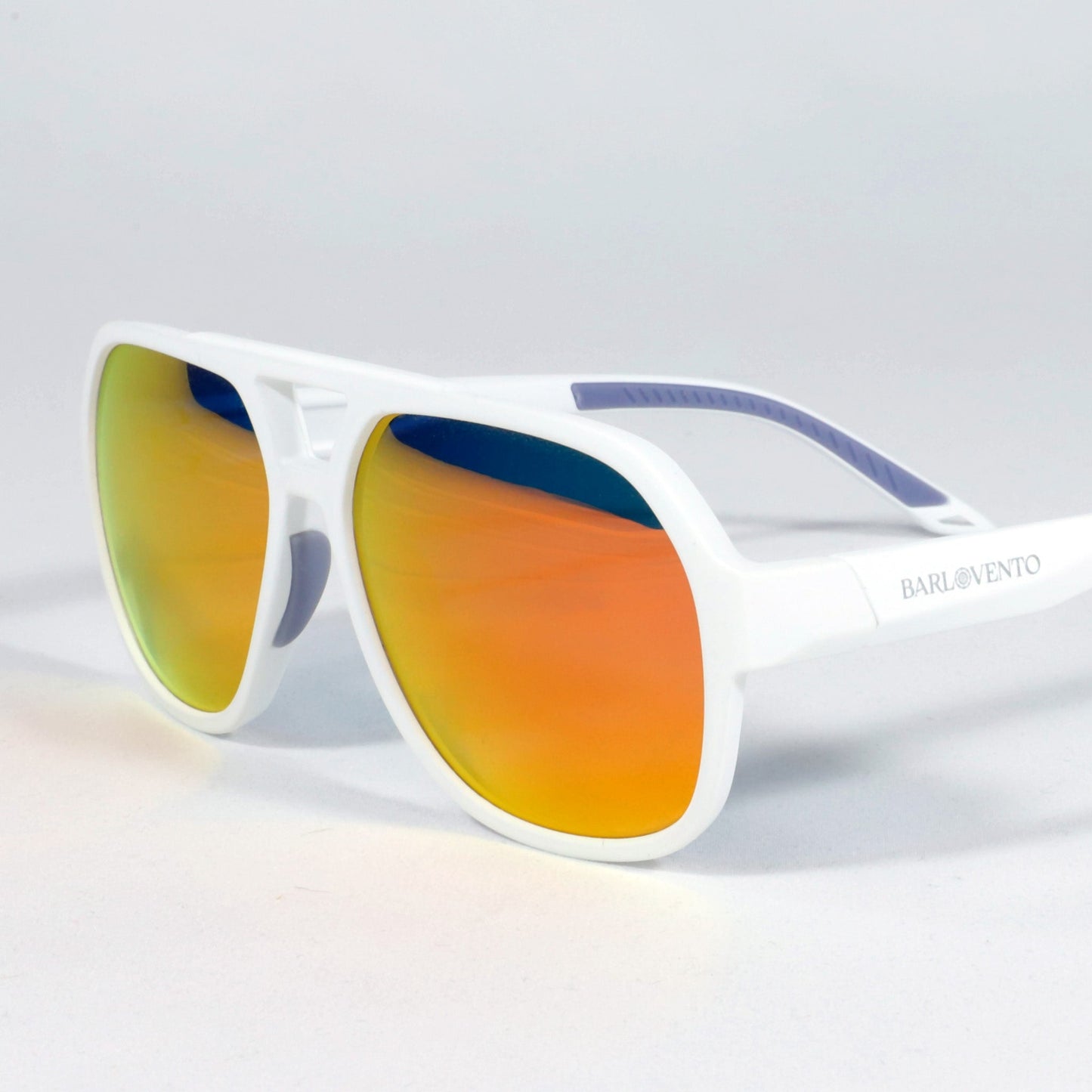 Tabarca · gafas de sol de goma blanca con lentes de espejo naranja UV400
