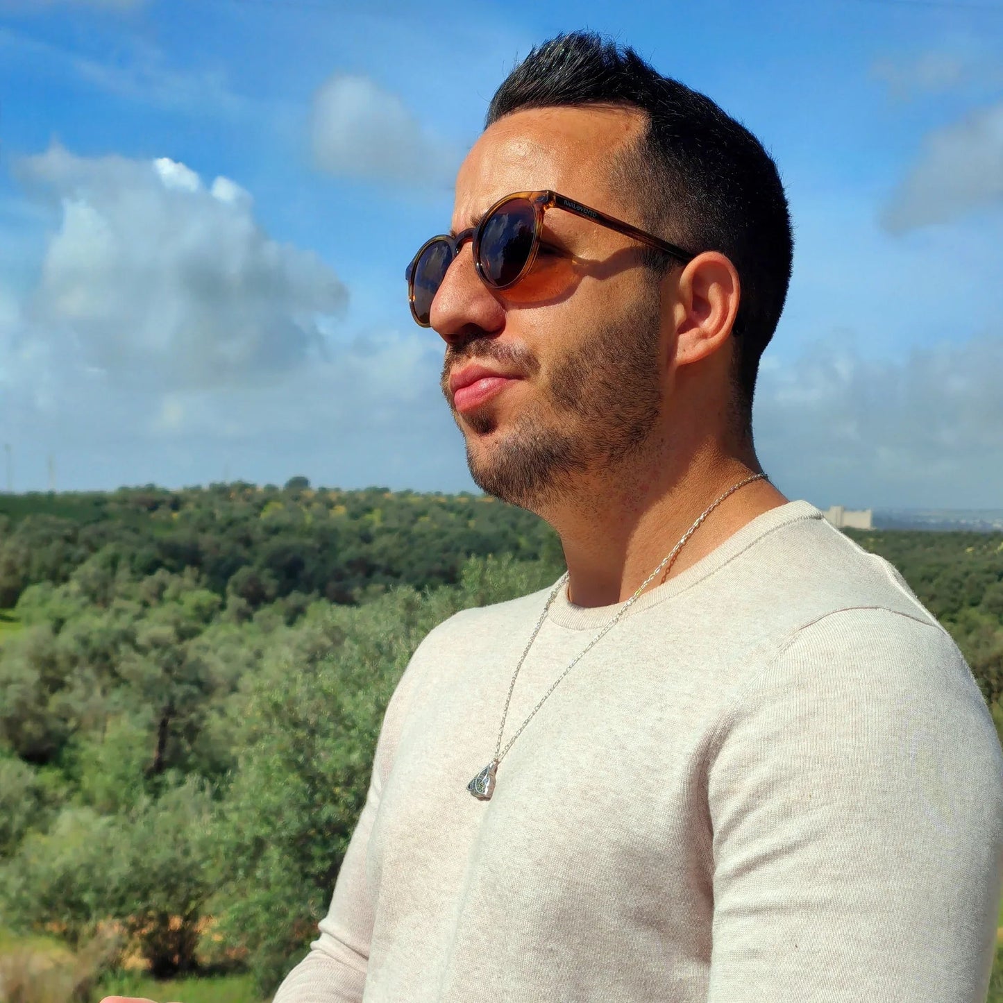 Torimbia · gafas de sol redondas de color naranja cristal con lentes marrones